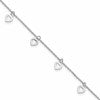 Sterling Silver Rhodium-plated Heart Charms 9.5 inch Plus 1 inch Extender - Total 10.5 inch Anklet