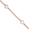 Sterling Silver Rose-tone Hearts 9 inch Plus 1 inch Extender - Total 10 inch Anklet