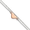 Sterling Silver Rose-tone Heart 2-Strand 9 inch Plus 1 inch Extender - Total 10 inch Anklet