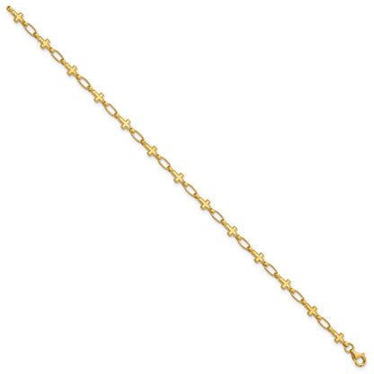 Sterling Silver Gold-tone Cross 7.5in Bracelet