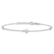 Sterling Silver Rhodium-plated Open Cross 9in Plus 1in Ext. Anklet
