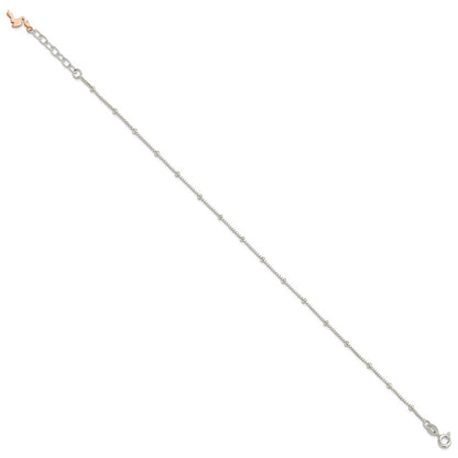 Sterling Silver Rose-Tone Flamingo Dangle 9 inch Plus 1 inch Extender - Total 10 inch Anklet