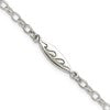 Sterling Silver Antiqued Polished Etched Waves Surfboard Link Anklet