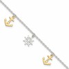 Sterling Silver Gold-tone Anchor/Ship's Wheel 9 inch Plus 1 inch Extender - Total 10 inch Anklet