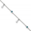 Sterling Silver Blue CZ / Anchors 9 inch Plus 1 inch Extender - Total 10 inch Anklet