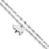 Sterling Silver Rhodium-plated Elephant 2-Strand 8.75 inch Plus 1 inch Extender - Total 9.75 inch Anklet
