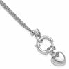Sterling Silver Rhodium-plated Polished Puffed Heart Dangle Multi-strand 6.5 Inch Bracelet