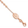 Sterling Silver Rose-tone Rosary Cross 7in w/1in Ext. Bracelet