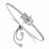 Sterling Silver Rh-plated Clear and Blue CZ Evil Eye Hamsa Adj Bracelet