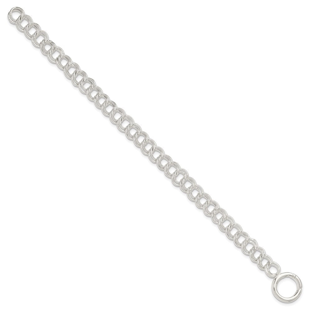 Sterling Silver Polished Double Link 7in Charm Bracelet