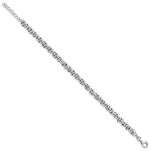 Sterling Silver Rhodium-plated Rings 7 inch with 1 inch Extension Bracelet