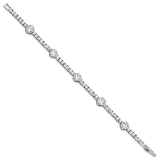 Sterling Silver Rhodium-plated CZ 7in Tennis Bracelet
