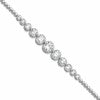 Sterling Silver Rhodium-plated Polished Graduated CZ Bracelet