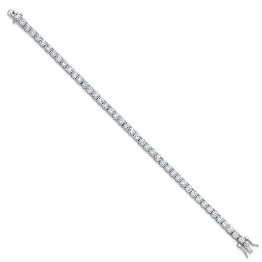 Sterling Silver Rhodium-plated Polished 4mm CZ  7.5 inch Tennis Bracelet