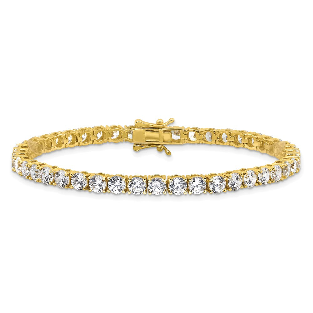 Sterling Silver Gold-tone 4mm CZ 7.5in Tennis Bracelet