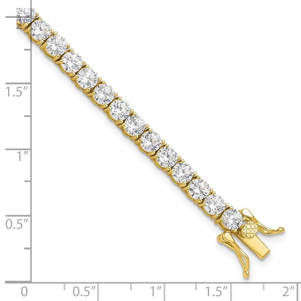 Sterling Silver Gold-tone 4mm CZ 7.5in Tennis Bracelet