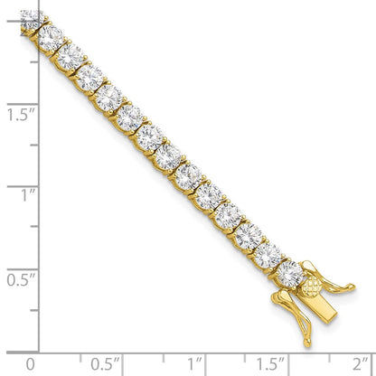 Sterling Silver Gold-tone 4mm CZ 7.5in Tennis Bracelet