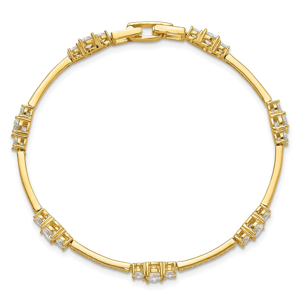 Sterling Silver Gold-tone CZ 7in Bracelet