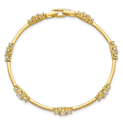 Sterling Silver Gold-tone CZ 7in Bracelet