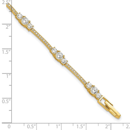 Sterling Silver Gold-tone CZ 7in Bracelet