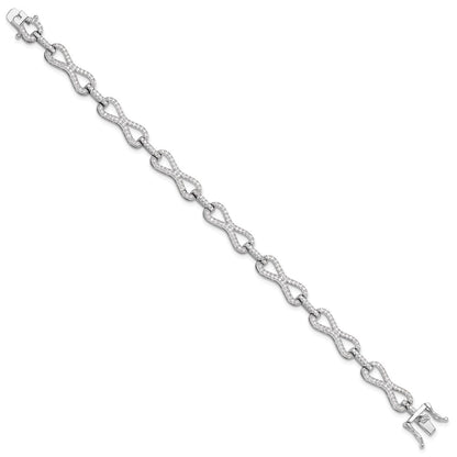 Sterling Silver Rhodium-plated CZ Infinity Link Bracelet
