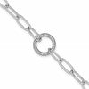 Sterling Silver Rhodium-plated Paperclip CZ Circle with 1in ext. Bracelet
