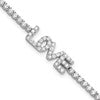 Sterling Silver Rhodium-plated CZ LOVE 7.25in Tennis Bracelet