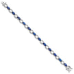 Sterling Silver Rhodium-plated White and Blue CZ Link Bracelet