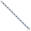 Sterling Silver Rhodium-plated White and Blue CZ Link Bracelet
