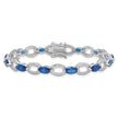 Sterling Silver Rhodium-plated White and Blue CZ Link Bracelet
