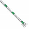 Sterling Silver Rhodium-plated Green and White CZ 7.25in Tennis Bracelet
