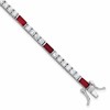 Sterling Silver Rhodium-plated Red and White CZ 7.25in Tennis Bracelet