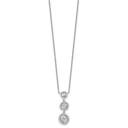 Pure Fire Sterling Silver Rhod-plated Fancy 16in w/2in ext CZ Dangle Neckla