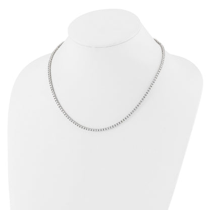 Sterling Silver Rhodium-plated Polished CZ Tennis Necklace