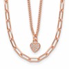 Sterling Silver Rose Gold-plated CZ Heart 17in w/2in ext. Necklace