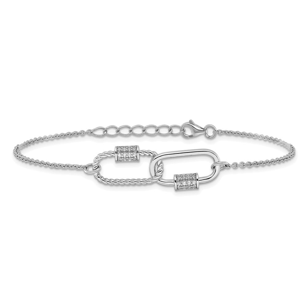 Pure Fire Sterling Silver Rhodium-plated 7.5in w/1in ext CZ Bracelet