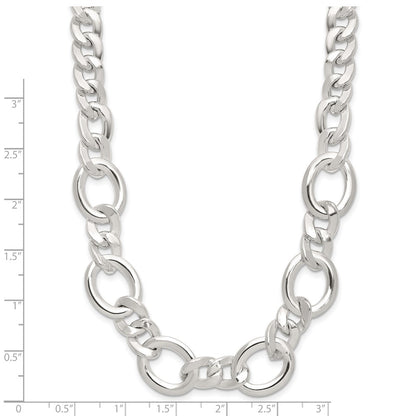 Sterling Silver Polished Fancy Link Necklace