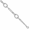 Sterling Silver Rhodium-plated Polished and Twisted Interlocking Circles 7 inch with 1 inch Extension Bracelet