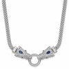 Sterling Silver Rhodium-plated Blue and Clear CZ Elephant Head Necklace