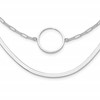 Sterling Silver Rhodium-plated Circle on Paperclip Chain and Herringbone 2-Strand 16 inch with 2 inch Extension Necklace