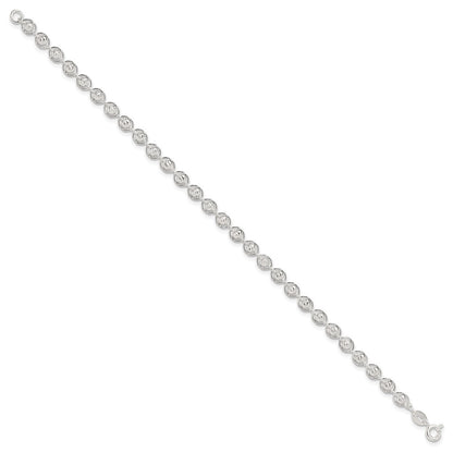 Sterling Silver Polished and Diamond Cut Beaded Bracelet