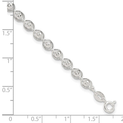 Sterling Silver Polished and Diamond Cut Beaded Bracelet