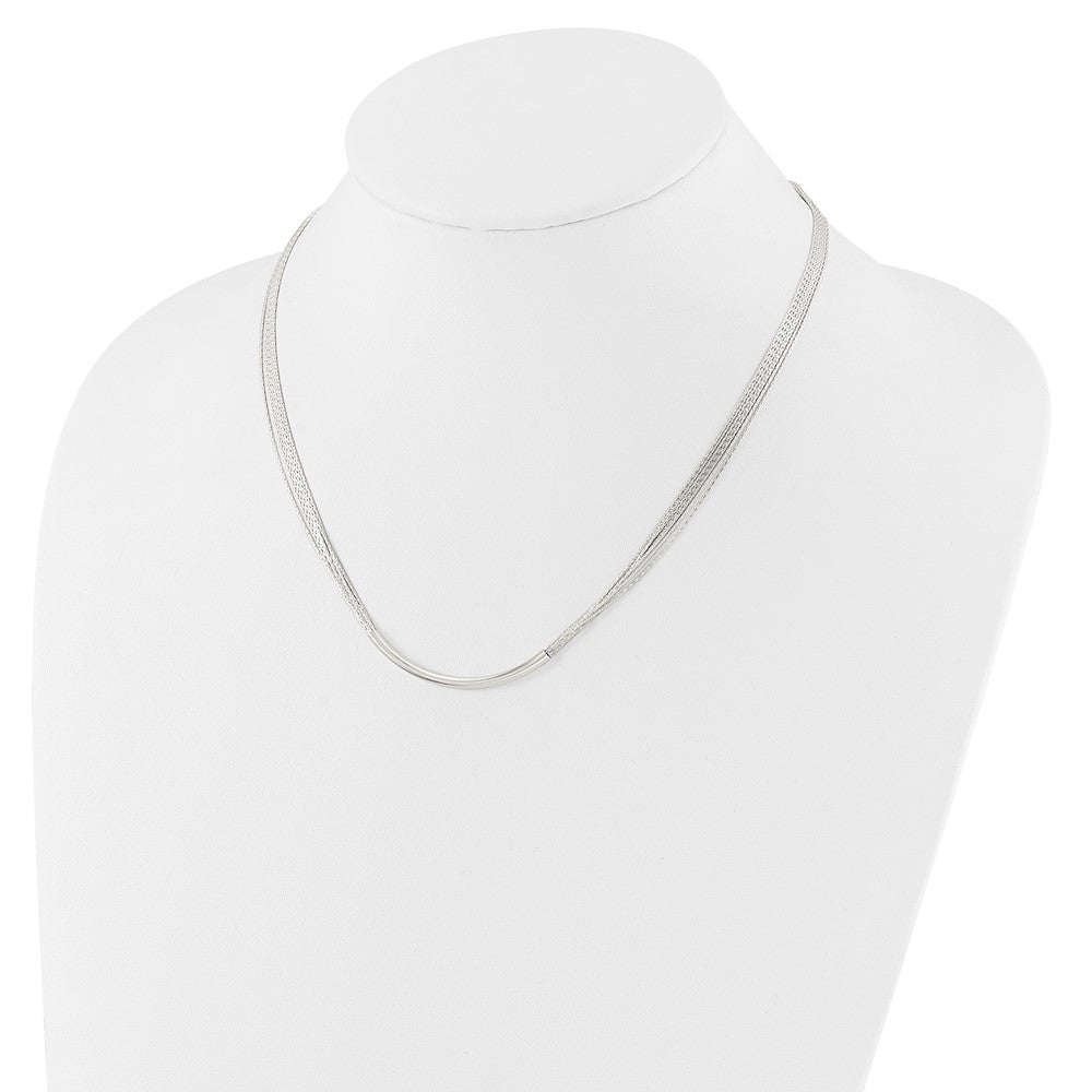Sterling Silver Polished Multi-Strand 18in w/2in ext. Tube Necklace