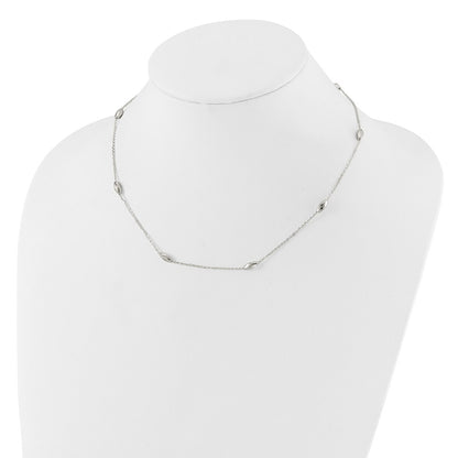 Sterling Silver Polished Fancy Beaded Link 18in Necklace