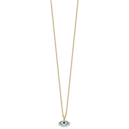 Sterling Silver Gold-plated Enamel Evil Eye w/1in ext. Necklace