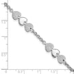 Sterling Silver Rhodium-plated Textured Hearts 7in w/1in ext. Bracelet