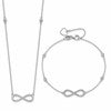 Sterling Silver RH-plate CZ Infinity Bracelet and Necklace Set