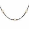 Sterling Silver and Gold-tone Synthetic Pearl 18in Necklace