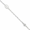 Sterling Silver Polished with CZ Cross and Miraculous Medal 7.5in Bracelet
