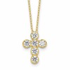 Sterling Silver Gold-tone CZ Cross 16in w/2in ext Necklace